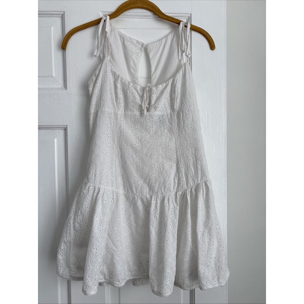 Beverly And Beck‎ White Eyelet Sun Dress Romantic Summer Tie Front Wedding | XS